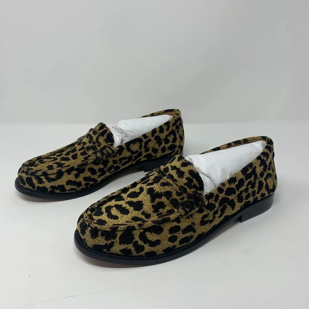 Re/Done 264-17W9LFR 90s Loafers Shoes‎ Women's 39 Leopard Tapestry Slip-on S0470